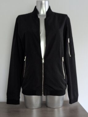 Jack & Jones S Black Bomber Jacket with Silver Zips